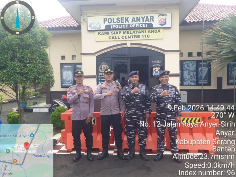 Sinergitas TNI–Polri Makin Solid Lewat Kunjungan TNI AL ke Polsek Anyar